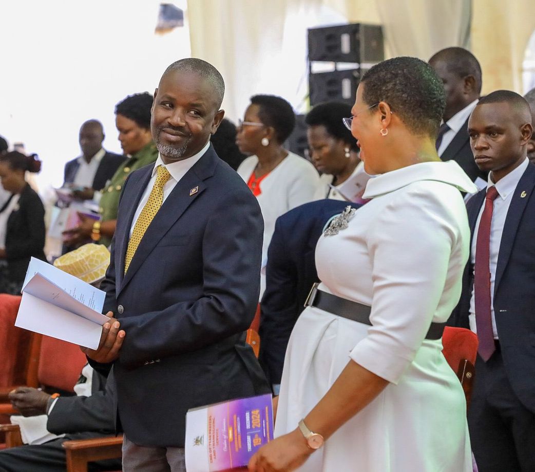 Speaker Anita Among and her Deputy Thomas Tayebwa at the thanksgiving