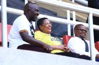 Anita Among and husband Moses Magogo joined the Cranes in traning yesterday