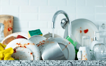 Dirty dishes in a sink