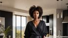 An Ai generated image of a black woman wearing modern fashionable clothes in a modern house( Source Hotpot.ai)