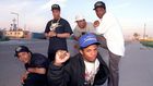 N.W.A, hip-hop’s street reporters, on March 23, 1989: Ice Cube, far left; Eazy-E, center; standing from left, DJ Yella, Dr. Dre and MC Ren. (Douglas R. Burrows / Los Angeles Times )