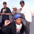 N.W.A, hip-hop’s street reporters, on March 23, 1989: Ice Cube, far left; Eazy-E, center; standing from left, DJ Yella, Dr. Dre and MC Ren. (Douglas R. Burrows / Los Angeles Times )