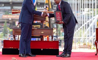 President William Ruto with Deputy President Kithure Kindiki at KICC, Nairobi on November 1, 2024