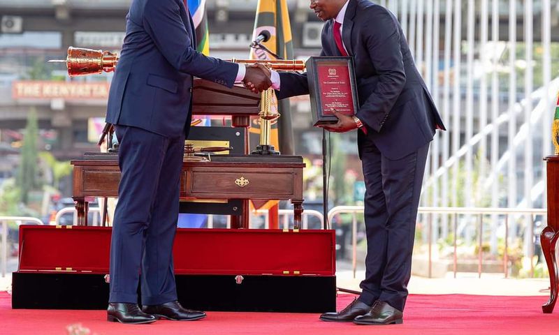 President William Ruto with Deputy President Kithure Kindiki at KICC, Nairobi on November 1, 2024