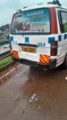 A Nissan, traveling from Bweyogerere to Kireka, collided with the oncoming Toyota Hiace during heavy rainfall.