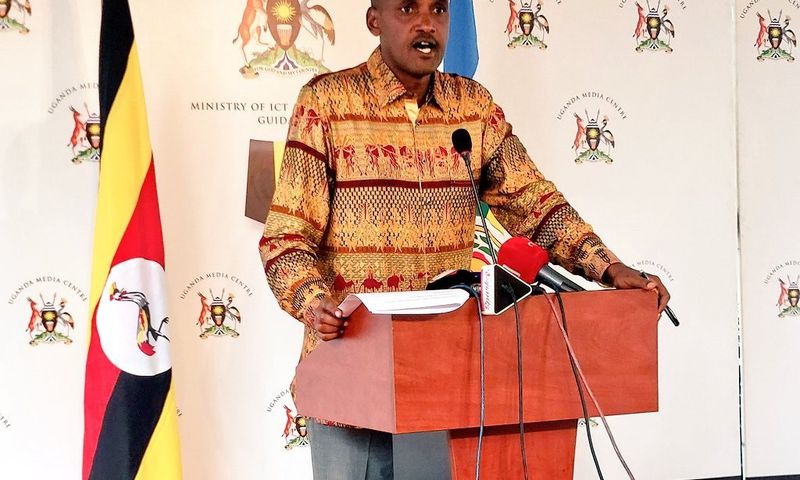 Minister Frank Tumwebaze addressing press on Tuesday