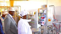Minister Rwamirama is shown some of the plant components