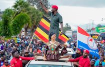 Bobi Wine and Tana on the campaign trail in Kisoro on Thursday