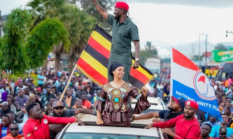 Bobi Wine and Tana on the campaign trail in Kisoro on Thursday