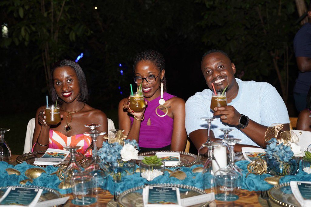 Each table was adorned with a bottle of Singleton whisky