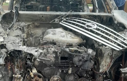 A Nissan, traveling from Bweyogerere to Kireka, collided with the oncoming Toyota Hiace during heavy rainfall.