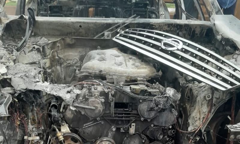 A Nissan, traveling from Bweyogerere to Kireka, collided with the oncoming Toyota Hiace during heavy rainfall.