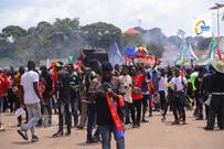 Fans waiting to enter the stadium