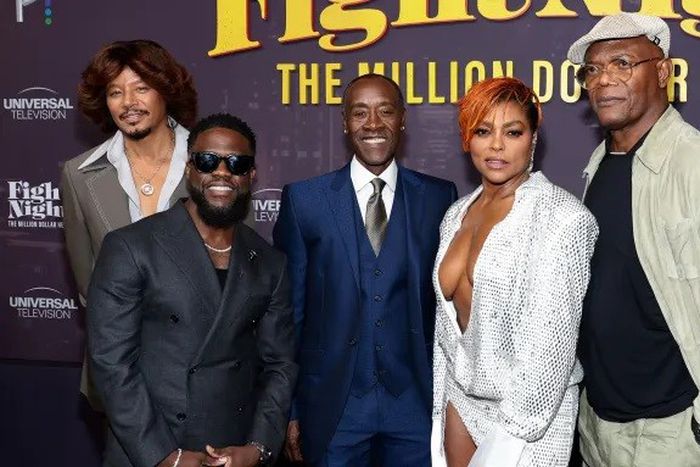 (L-R) Terrence Howard, Kevin Hart, Don Cheadle, Taraji P. Henson and Samuel L. Jackson attend Peacock's "Fight Night: The Million Dollar Heist" World Premiere at Jazz at Lincoln Center on September 04, 2024 in New York City. Dimitrios Kambouris/Getty I...