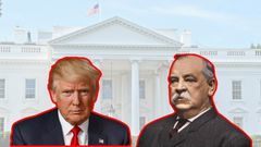 A collage of Grover Cleveland and Donald Trump