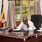 President Yoweri Museveni on phone