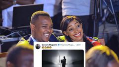 Canary Mugume and Sasha Ferguson and overlay of his post on X.