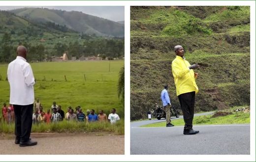 President Museveni made road stops on his way to Kisoro