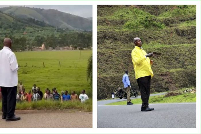 President Museveni made road stops on his way to Kisoro