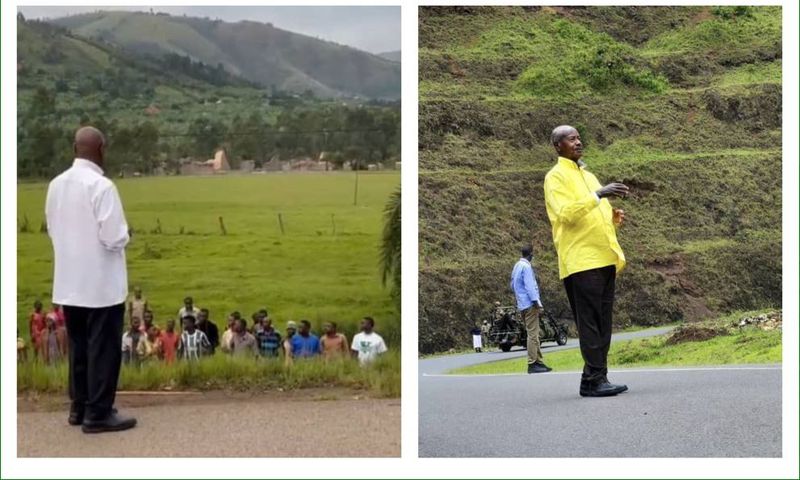 President Museveni made road stops on his way to Kisoro