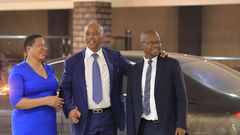 CAF President Dr Patrice Motsepe was welcomed in Uganda by Speaker Anita Among and her husband and FUFA President Moses Magogo