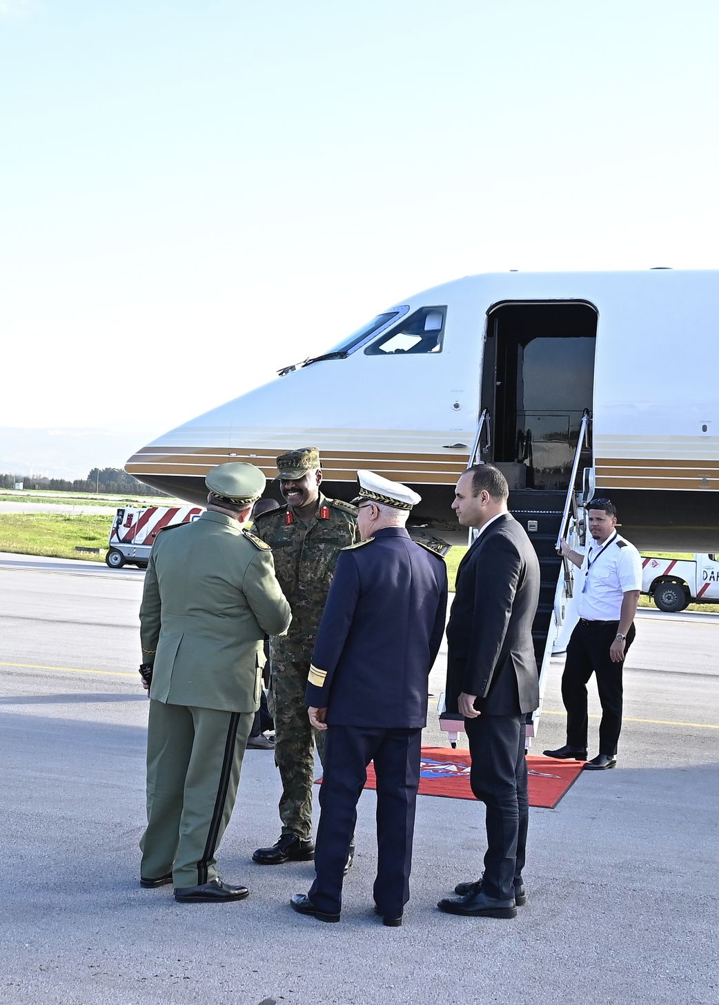 Top Algerian military officials warmly received him.