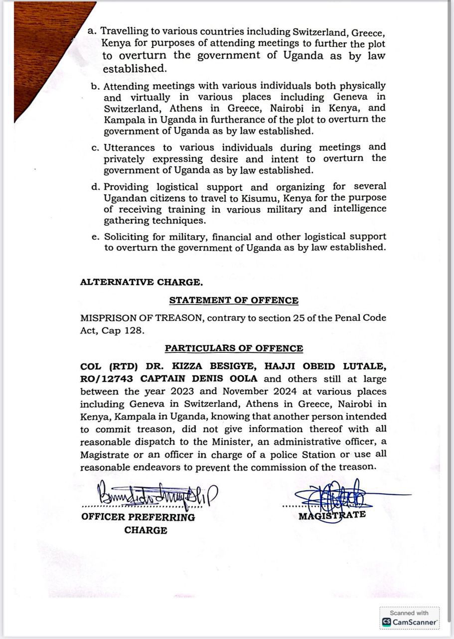Besigye, aide and UPDF officer charged with treason