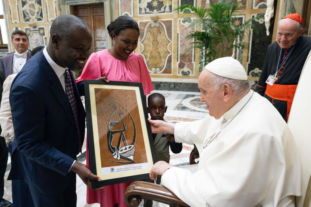 Thomas Tayebwa with Pope Francis
