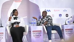 Geoffrey Lutaaya (right), is flanked by his wife-singer, Irene Namatovu, at the press conference to announce the concert