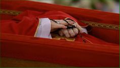 Pope Francis’ body in an open casket