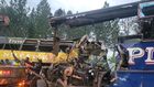 The wreckage of the buses that collided along Kampala-Gulu highway in Kiryandongo District on October 22, 2025.