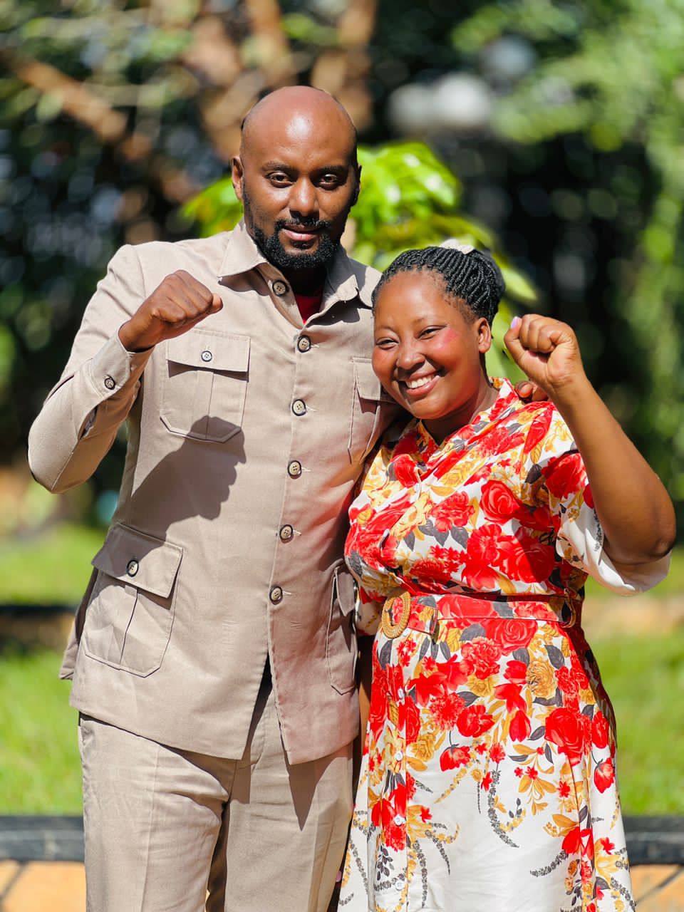 Olivia Lutaaya with NUP Secretary General David Lewis Rubongoya