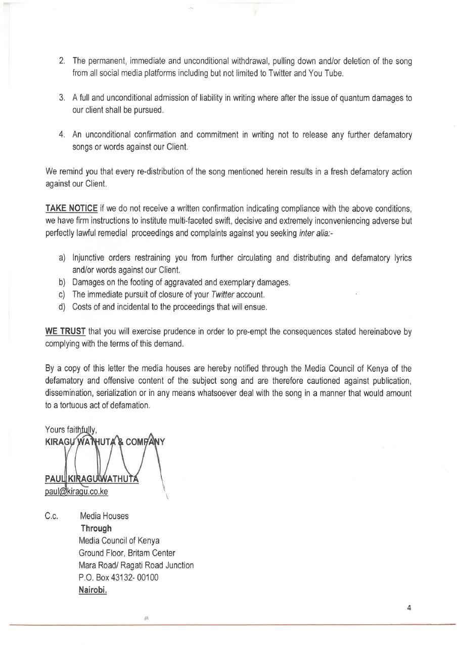 Governor Anne  Waiguru threatens to sue King Kaka