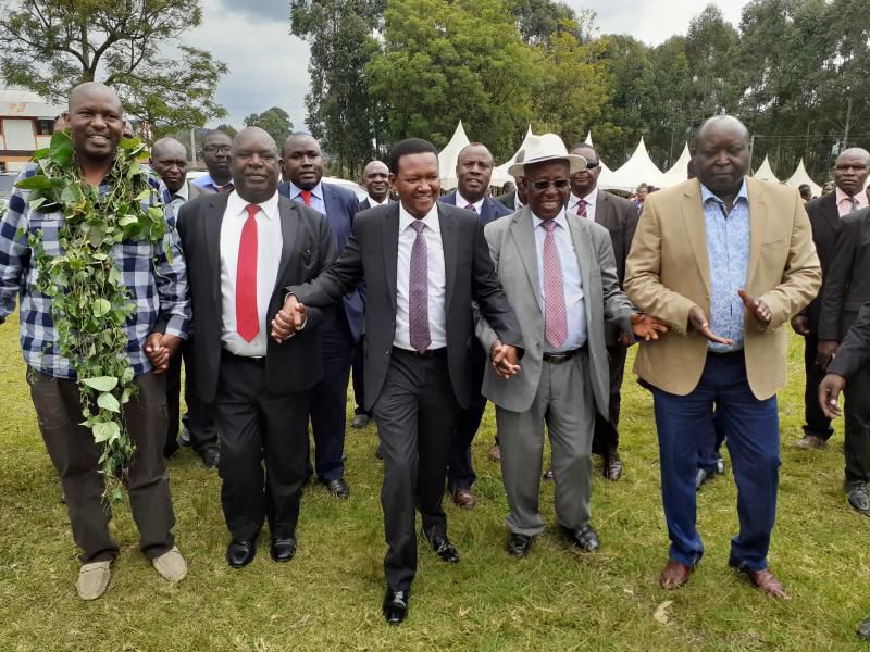 A section of Kisii political heavy-weights beleived to be backing CS Matiang'i at a political event in Nyamira that was also attended by Governor Alfred Mutua