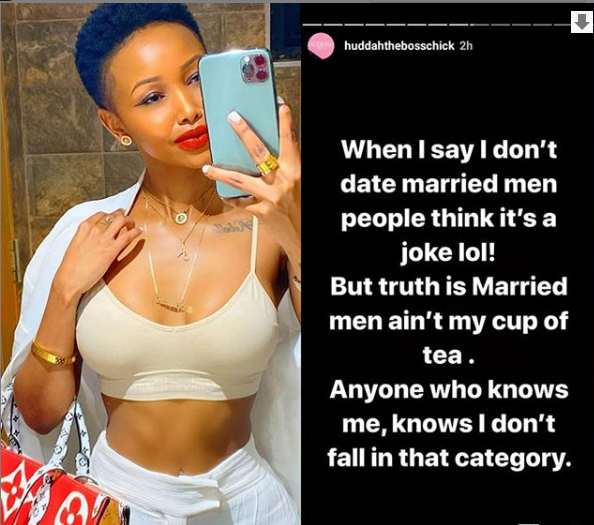 Huddah Monroe lectures young girls dating married men in series of rants