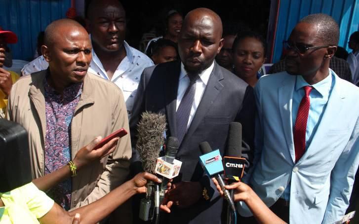 File image of Elgeyo-Marakwet Senator Kipchumba Murkomen (Centre) Kikuyu MP Kimani Ichungwa (left) and Kimilili MP Didmus Barasa