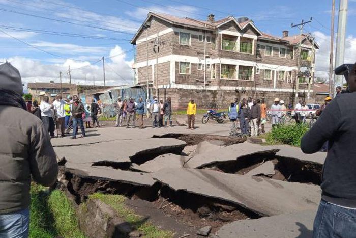 File image of a collapsed road. Nakuru residents warned against using this road