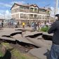 File image of a collapsed road. Nakuru residents warned against using this road