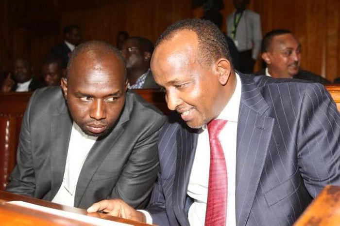 National Assembly leader Aden Duale with Senate Majority leader Kipchumba Murkomen