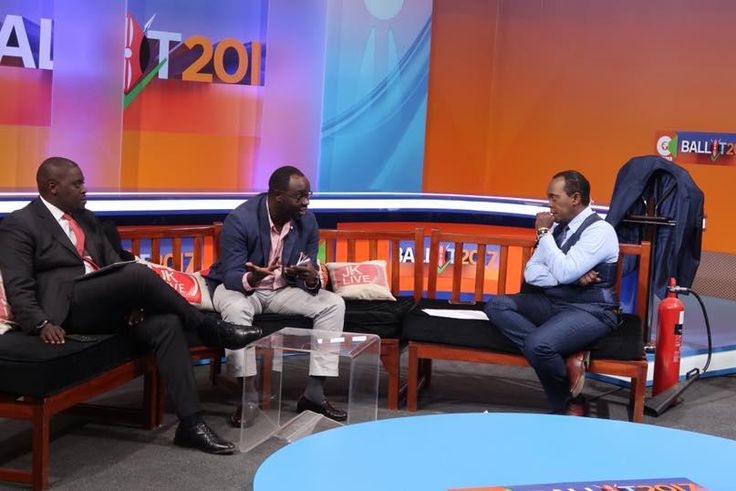 File image of Senator Johnson Sakaja, the late Ken Okoth and Jeff Koinange on JKL