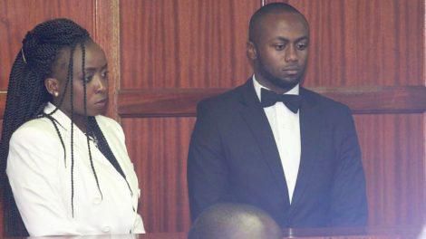 Jacque Maribe and Joseph Irungu during first day of Monica Kimani murder trial. Jowie donned a flashy tuxedo