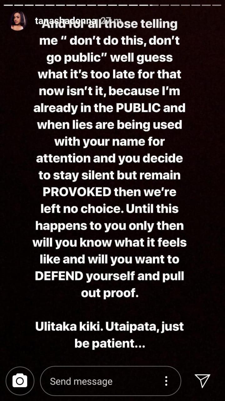 Tanasha Donna speaks out