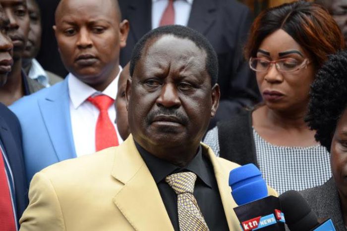 File image of Raila Odinga at Lee Funeral Home shortly after viewing the body of Governor Joyce Laboso on 29 July 2019