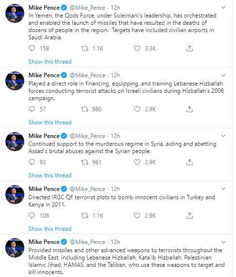 Iranian General killed in US airstrike sponsored terror attacks in Kenya- US Vice President Mike Pence