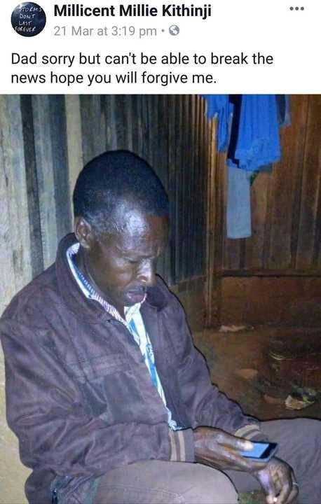 Millicent ‘Millie’ Kithinji's post to dad (Facebook)