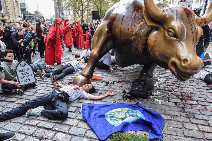 Climate Change Protests: With Fake Blood, Extinction Rebellion Hits N.Y.