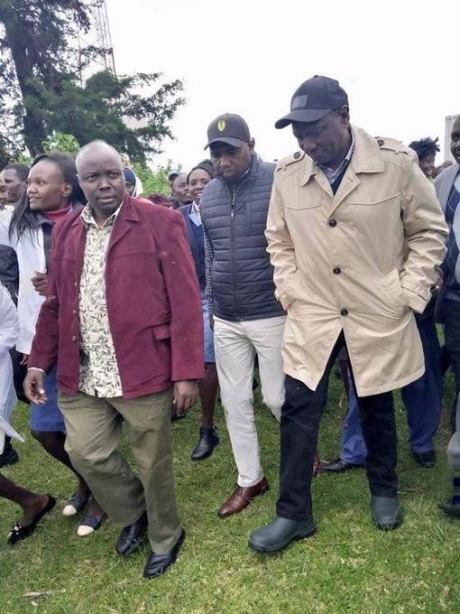 Deputy President William Ruto with Senator Kipchumba Murkomen and Pokot South MP David Pkosing