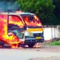 File image of a van on fire. Several narrowly escape death after ambulance bursts into flames