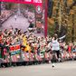 Eliud Kipchoge races to the finish line at the INEOS 159 Challenge in Vienna, Austria