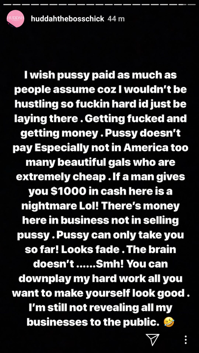 Huddah's post (Instagram)